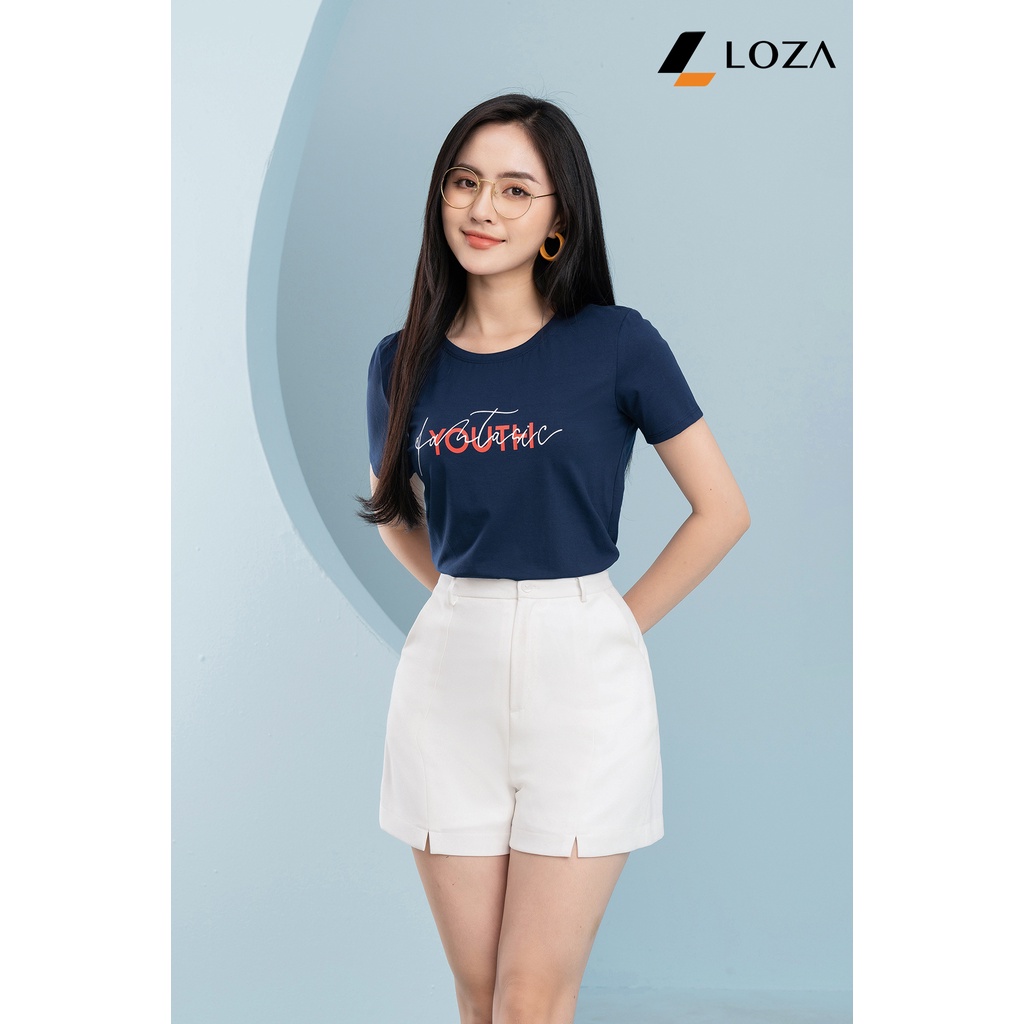 Áo phông nữ in chữ Youth chất liệu Cotton Compact form vừa LOZA - PT502073