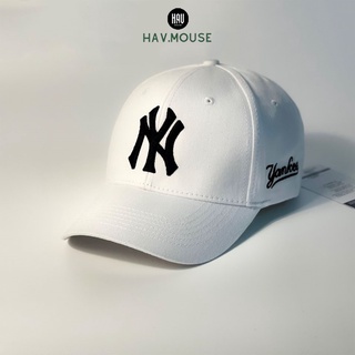 Nón kết Mũ lưỡi trai NY trắng logo thêu đen dành cho nam nữ Free size - Full hộp