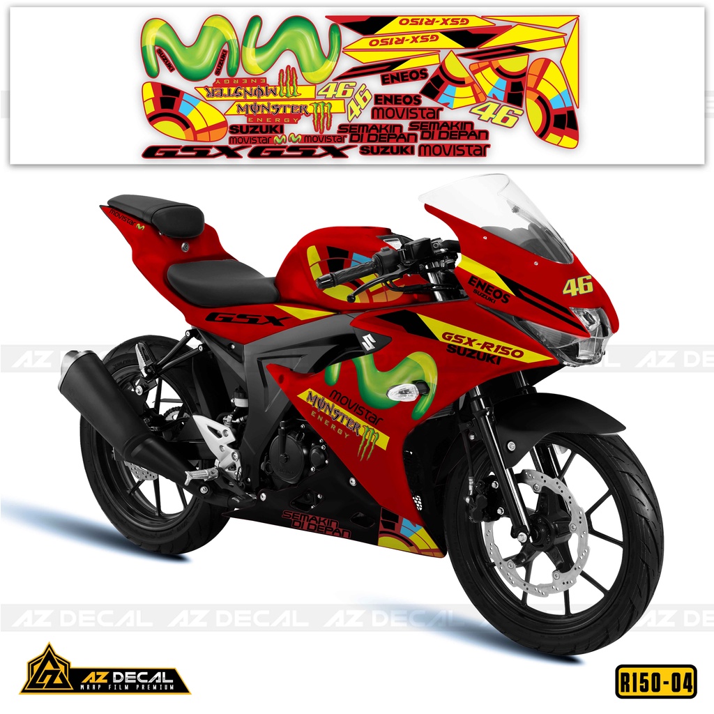 Tem Rời Xe GSX R150 Nhiều Lựa Chọn Màu - Phong Cách Movistar | GSX R150-04 | Decal PVC Chống Nước, Chống Phai Màu