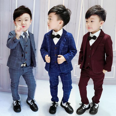 ẢNH THẬT Quần áo vest cho bé trai, Set bộ Vest cao cấp 4 chi tiết cho bé từ 3 đến 7 tuổi (TẶNG NƠ CÀI CỔ) E168