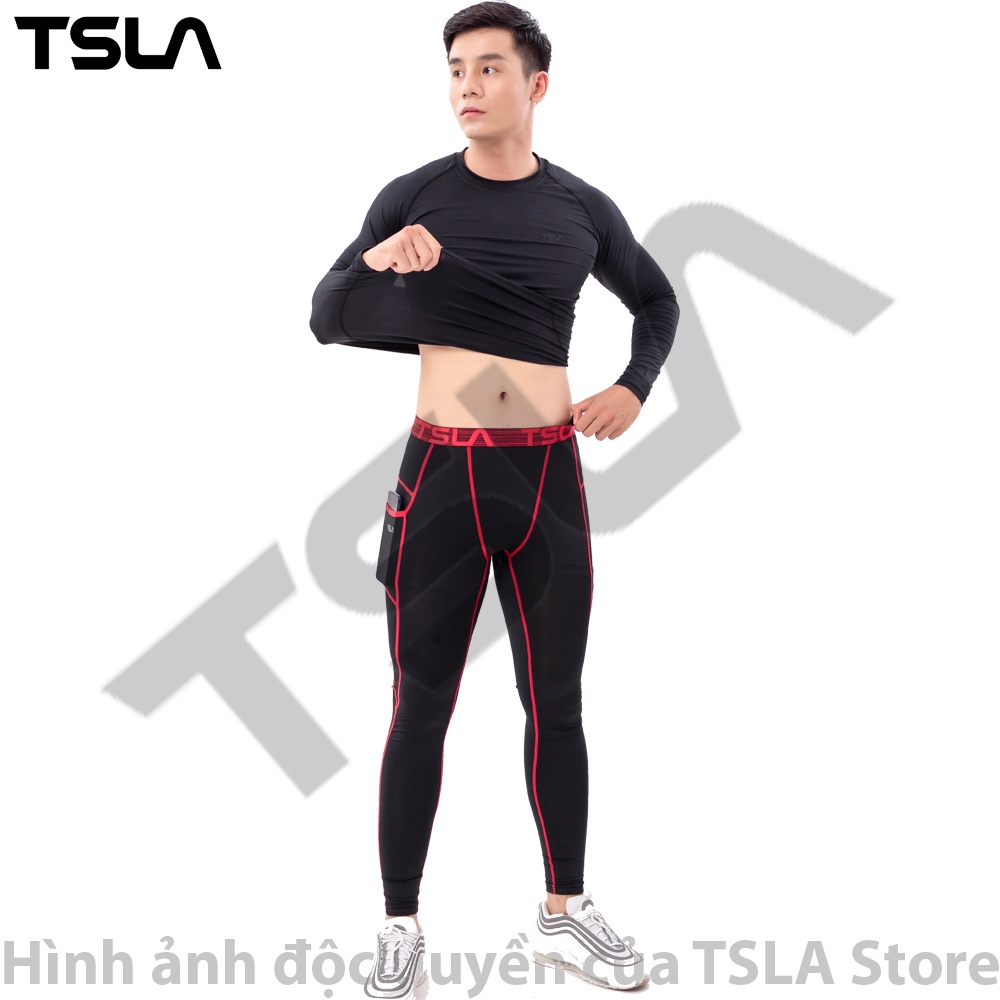 Áo giữ nhiệt nam dài tay cổ tròn TSLA lót lông chất thun form ôm body co giãn chơi thể thao bóng đá bóng rổ gym mùa đông | BigBuy360 - bigbuy360.vn