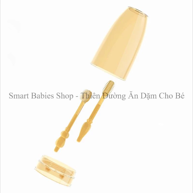 Bộ Rơ Lưỡi + Bản Chải Silicon Siêu Mềm Cho Bé  Chống Tưa Lưỡi Nấm Lưỡi Rưa Lưỡi Cho Bé 0 - 2 Tuổi