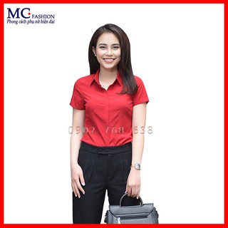Áo sơ mi công sở nữ đẹp ngắn tay mc fashion a208
