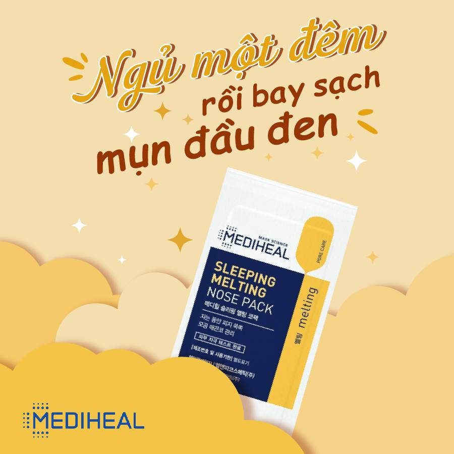 Hộp 3 Miếng Mặt Nạ Ngủ Mediheal Làm Sạch Mụn Đầu Đen Dành Cho Mũi Mediheal Sleeping Melting Nose Pack