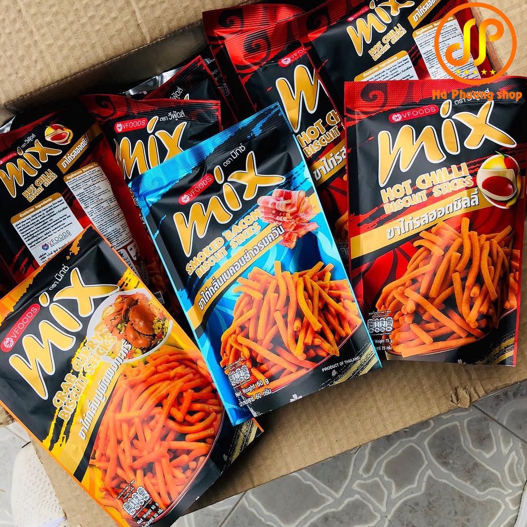 Bánh snack que nhập khẩu Thái lan MIX vị thịt heo xông khói 25 G