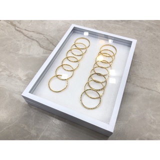 Hộp nắp kiếng nhung trắng bằng, trưng vòng, dây , mặt