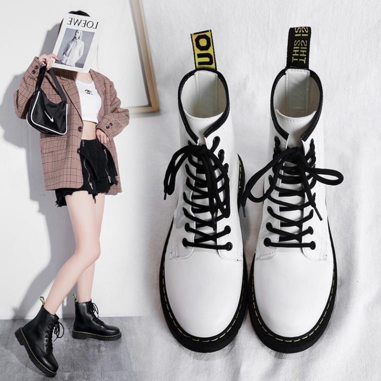 🇨🇭 Giày bốt Martins ĐẾ DÀY ĐEN phong cách ulzzang cao cổ đế dày