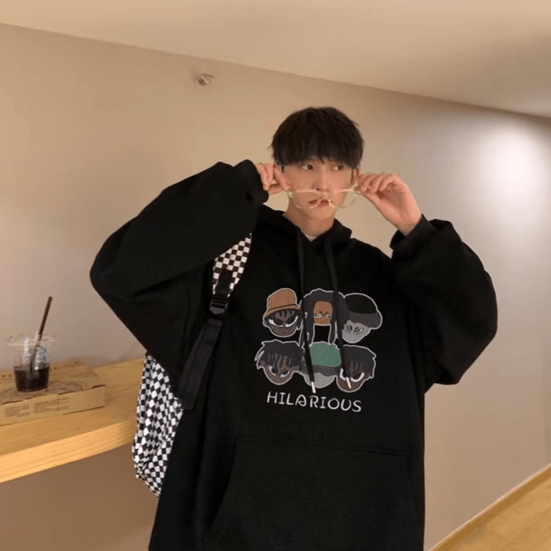 Áo hoodie Dáng Rộng In Họa Tiết Hoạt Hình Phong Cách Hip Hop Nhật Bản Chất Lượng Cao Cho Nam Và Nữ