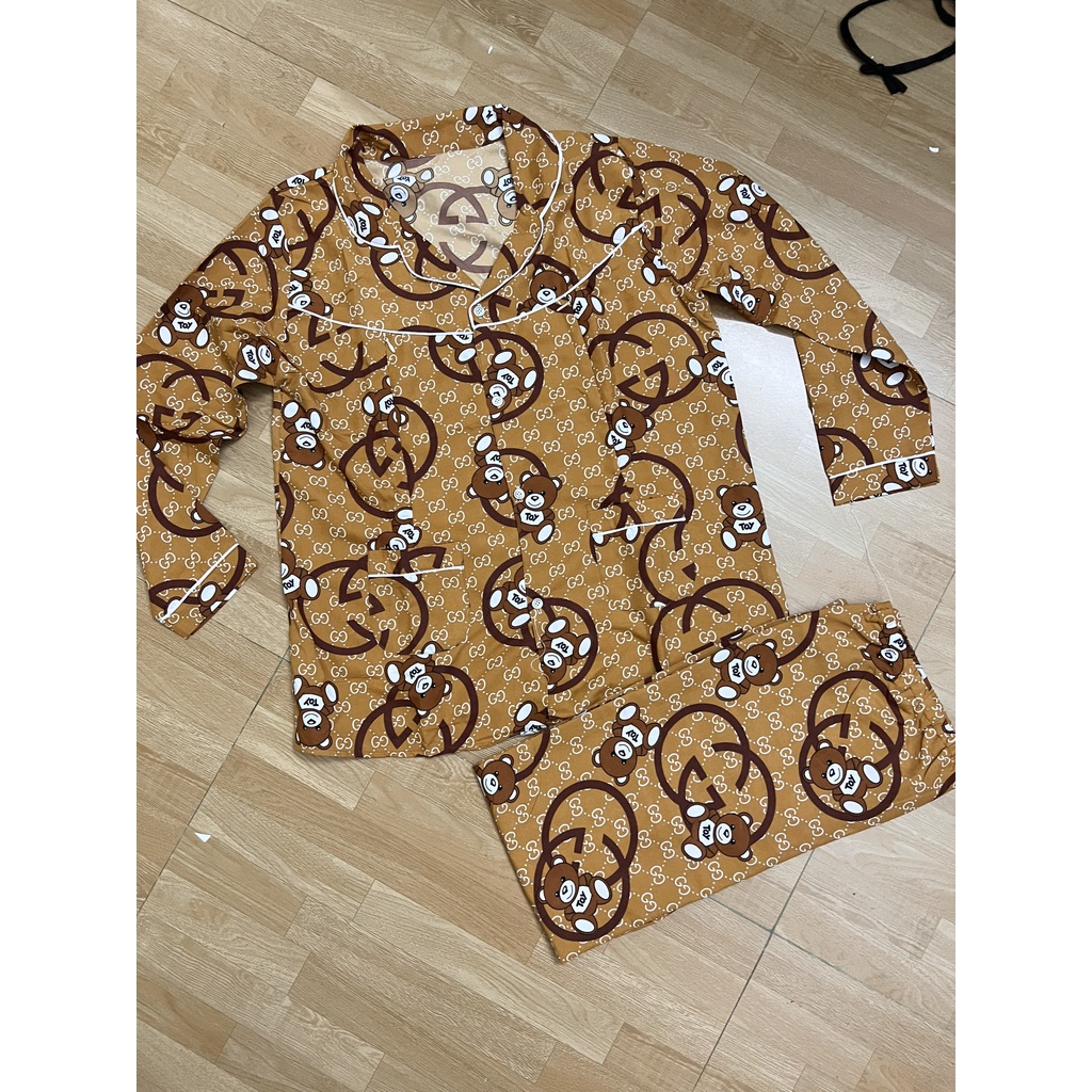 [size đại ] Bộ bầu Pyjama bigsize đến 90kg dài tay chất kate lụa kéo khóa cho bé ti