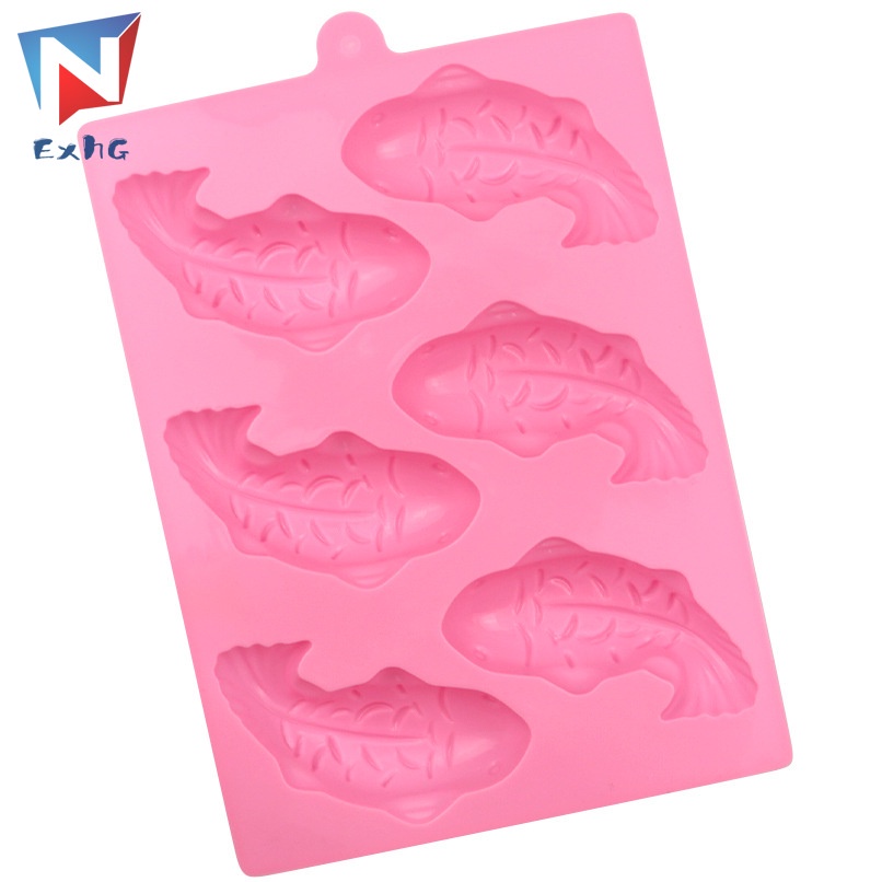 Khuôn Silicon Mềm Hình Cá Koi 3D Làm Bánh Trang Trí 3D 6 Ô