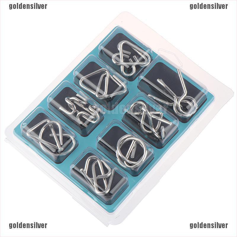 Bộ 8 đồ chơi giải đố bằng kim loại rèn luyện trí não