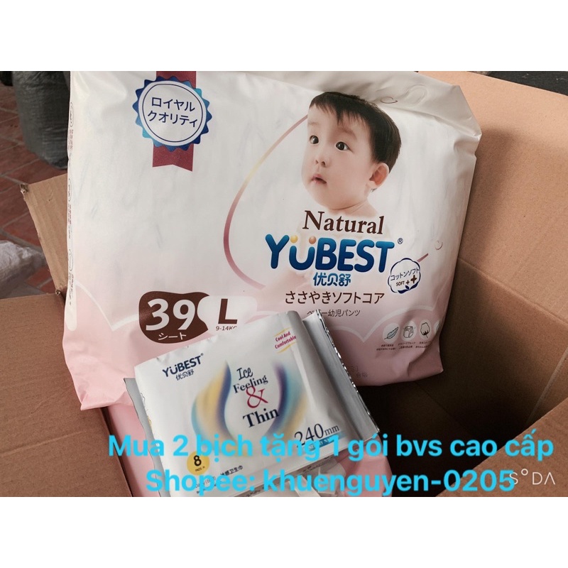 Bỉm dán/quần YUBEST NATURAL cao cấp Size S44/M40-40/L39/XL-36/XXL