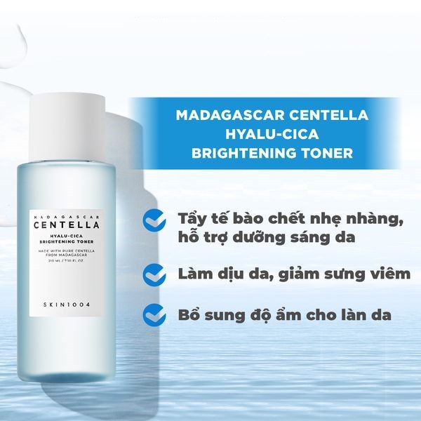 Nước hoa hồng rau má SKIN1004 cấp ẩm, dưỡng trắng Madagascar Centella Hyalu-cica Brightening Toner 210ml SKIN10