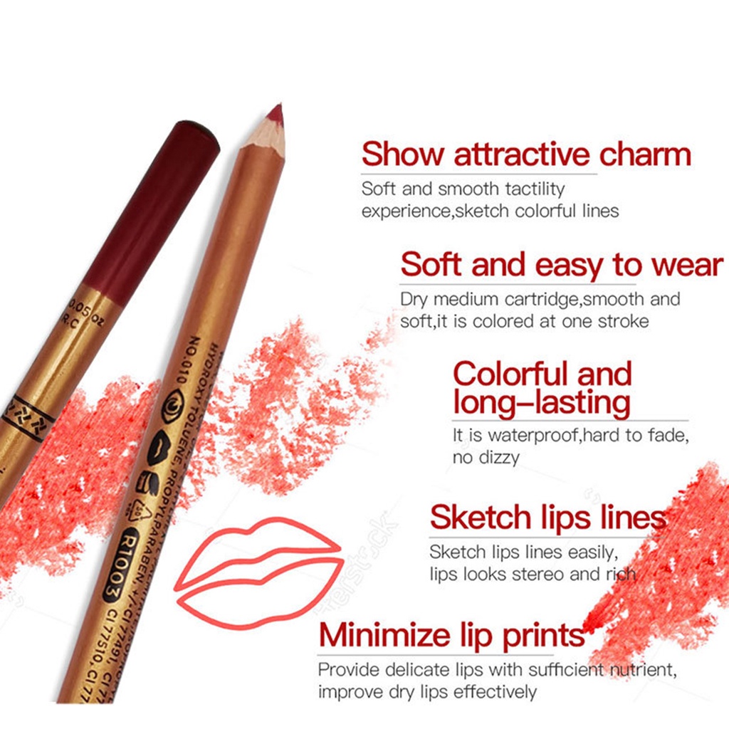 Bút Kẻ Viền Môi Màu Lì Chống Thấm Nước Lâu Trôi Không Dính