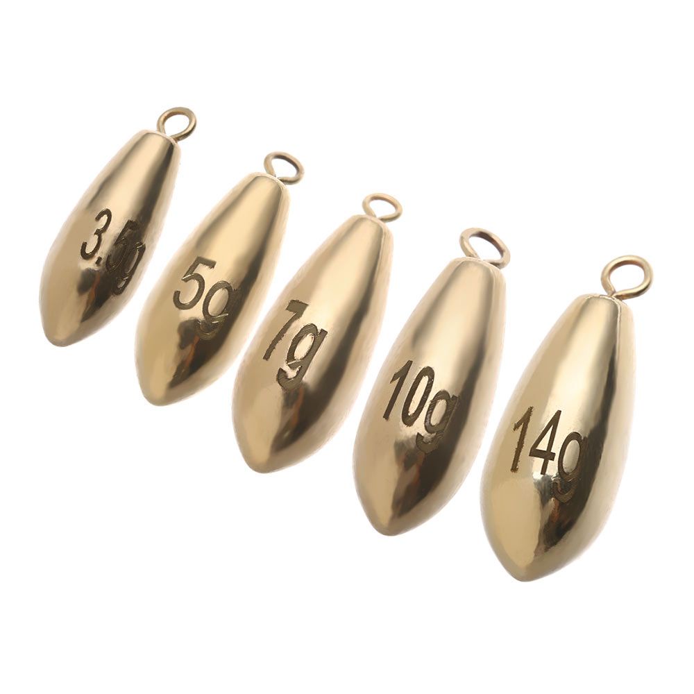 5 Cái chì câu cá hình tròn bằng đồng thau truyền thống chất lượng cao