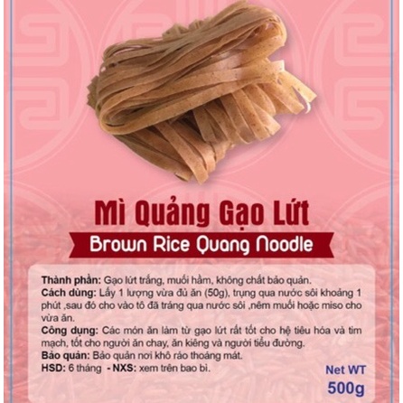 Mì Quảng Gạo Lứt (500gr) - Sợi mì to - Không chất bảo quản