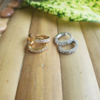 Bông tai khoen tròn đính đá siu xinh