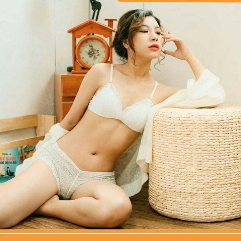 Đồ lót ren đùi trắng bralette có mút mỏng, vải ren cao cấp thoáng khí, sexy gợi cảm BRAHY 060