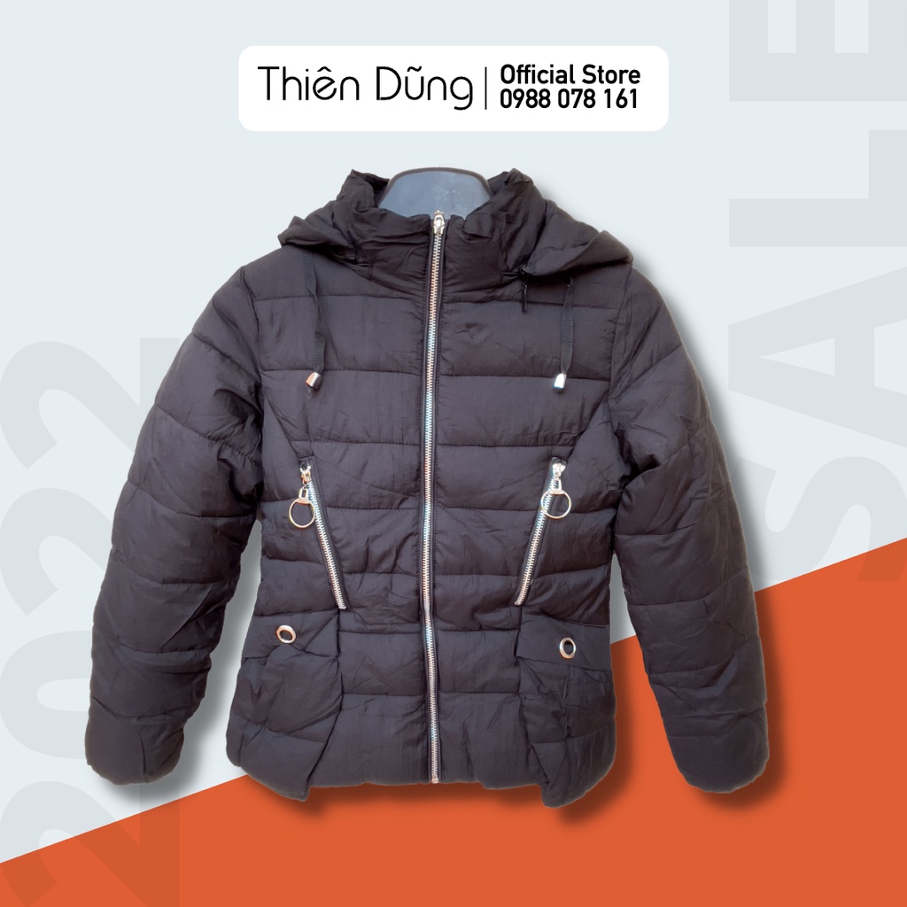 Áo Khoác Nữ Cá Tính Phong Cách Hàn Quốc 5 Lớp Ấm Rẻ Dày Đẹp Có Nón Màu Đen AK01 Thiên Dũng Store