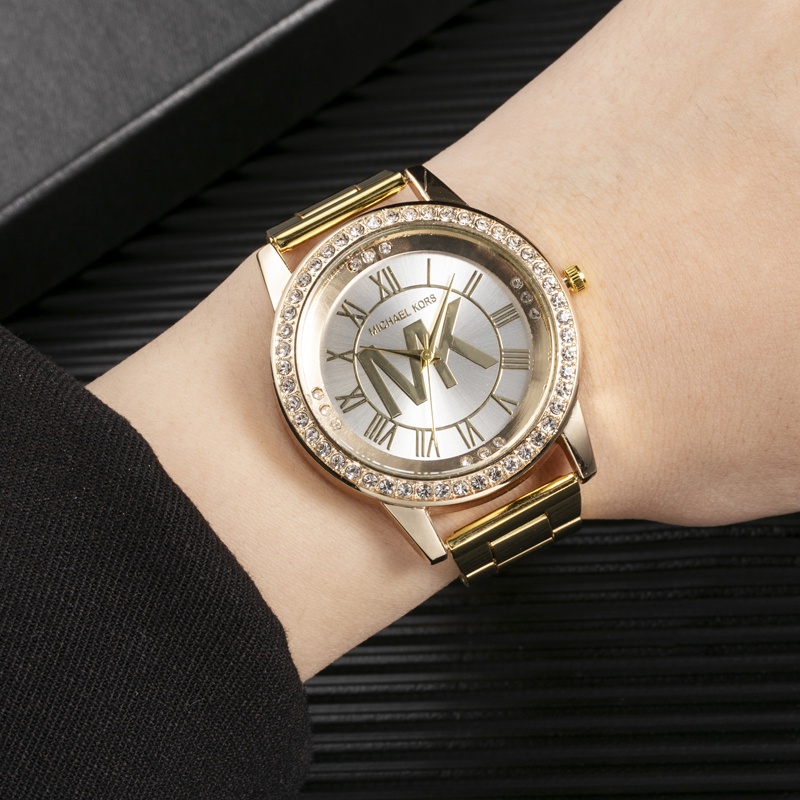 Đồng Hồ Đeo Tay Bằng Thép Không Gỉ Đính Đá Thời Trang Mới 2022 Mk