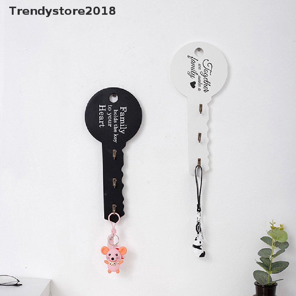 Móc treo chìa khóa gắn tường bằng gỗ phong cách retro 2018