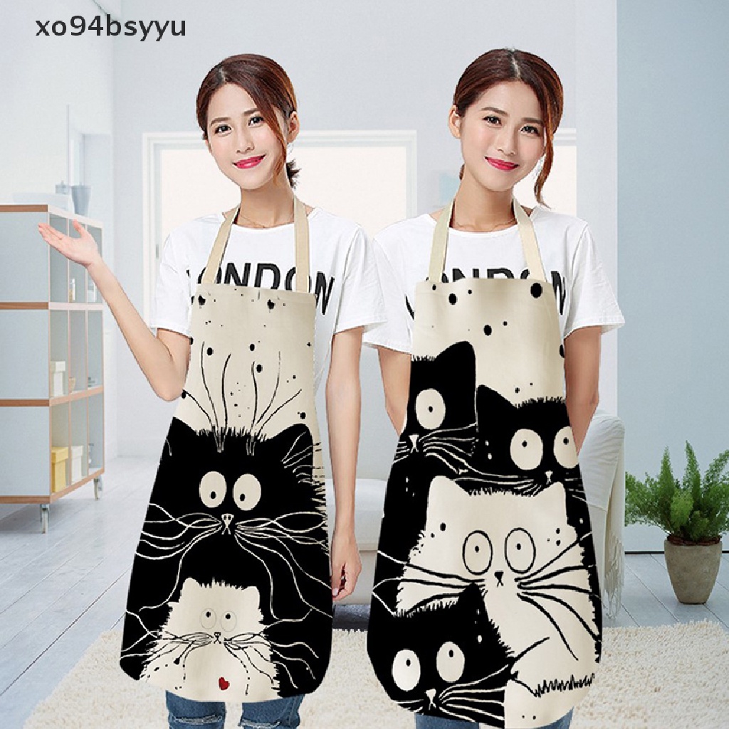 Tạp Dề Cotton Lanh Không Tay In Hình Chó Bull / Mèo Vui Nhộn Dành Cho Nhà Bếp Xo94Bsyu