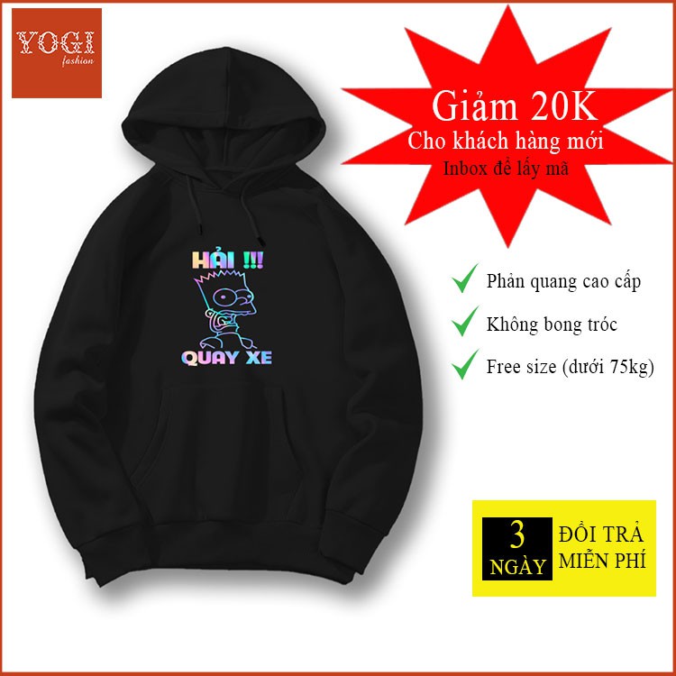 Áo Nỉ Hoodie Phản Quang Nam Nữ Hải Quay Xe Funny Hài Hước PQ13KN