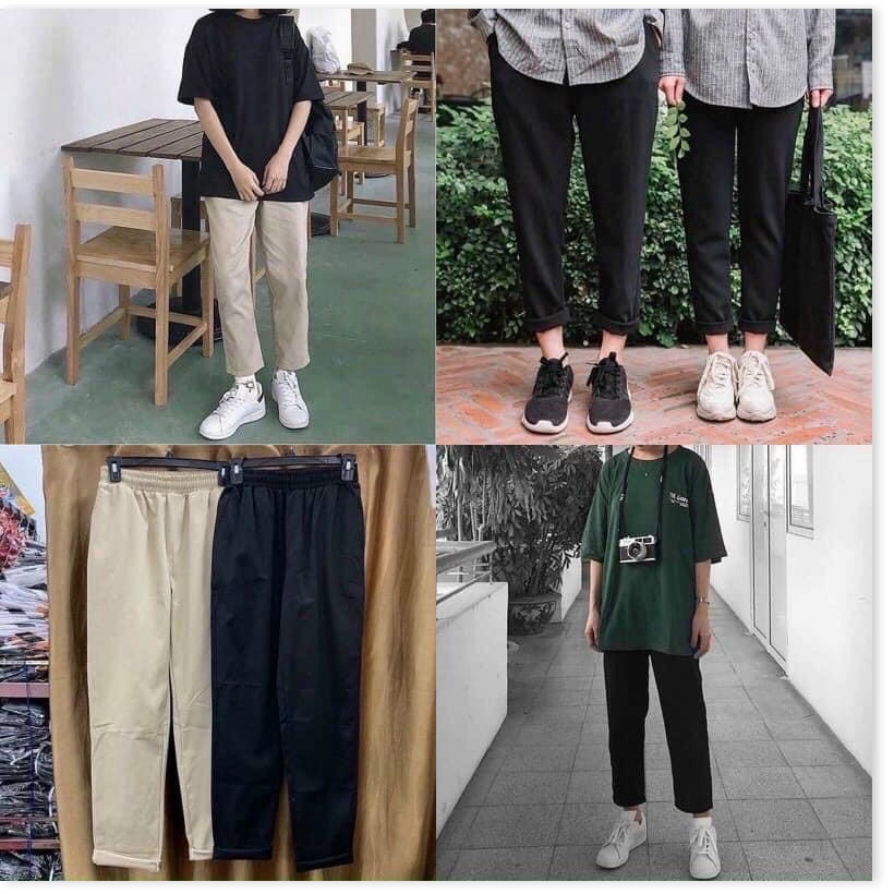 QUẦN BAGGY KAKI NỮ ỐNG SUÔNG LƯNG THUN DÂY RÚT CÁ TÍNH