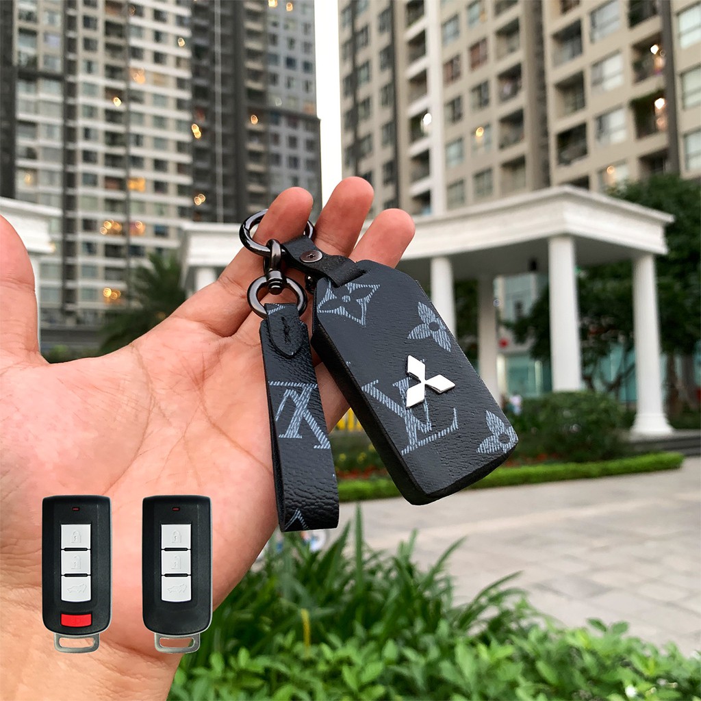 Đựng smartkey Mitsubishi Xpander, Triton, Pajero Sport handmade da thật MIV có tay cầm AD