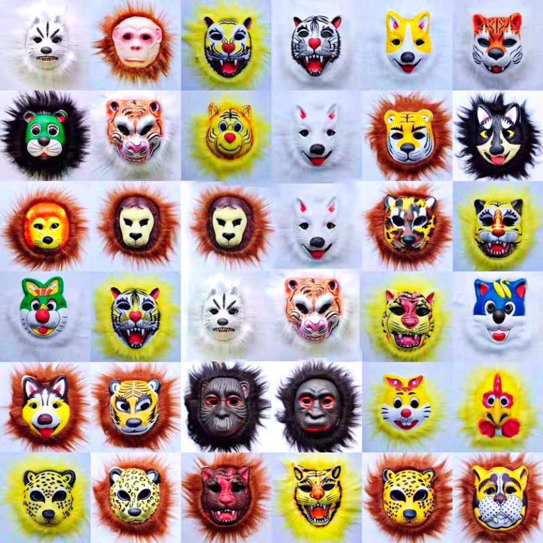 Đồ chơi mặt nạ hóa trang halloween hình thú nhiều con vật hổ chó khỉ gà sói cáo chuột cho bé