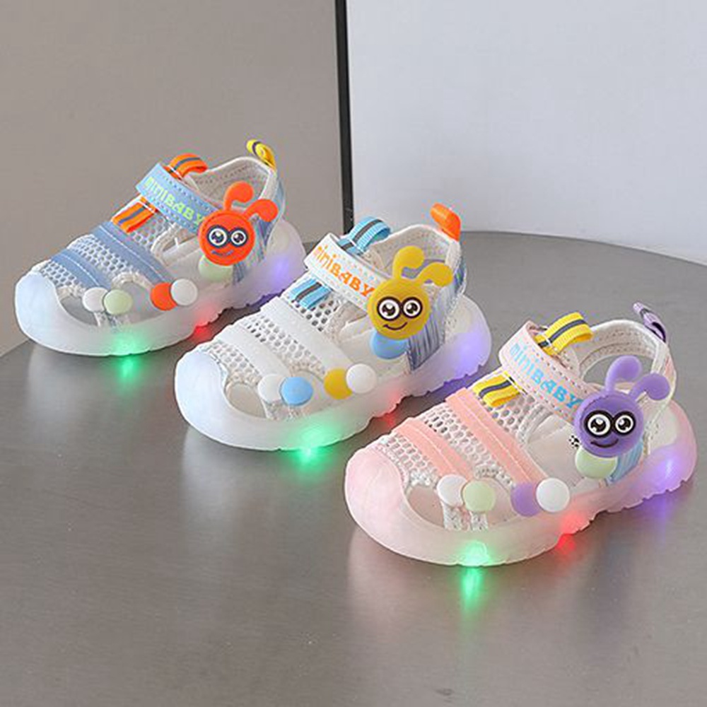 Xăng đan Chống Trượt Có Đèn LED Màu Hồng Hoạt Hình Dễ Thương Dành Cho Bé Trai Gái 0-3 Tuổi