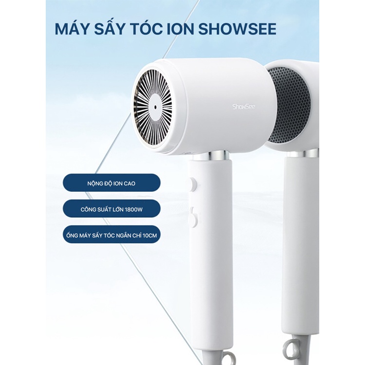 Máy sấy tóc ion âm xiaomi showsee A10-W- công suất lơn 1800w , nhỏ gon