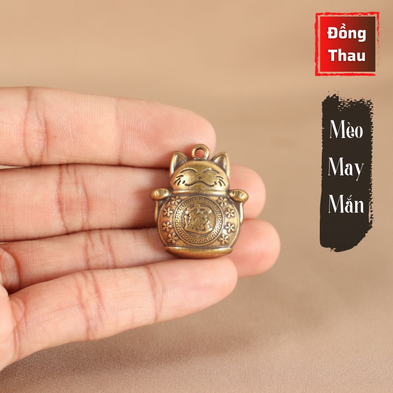 Tượng Nhỏ Phong Thủy Bằng Đồng Kiểu Dáng Con Mèo May Mắn, Đem Lại Sự May Mắn Tài Lộc, Trưng Bày -Kích Thước: 2.5 x 2.9cm