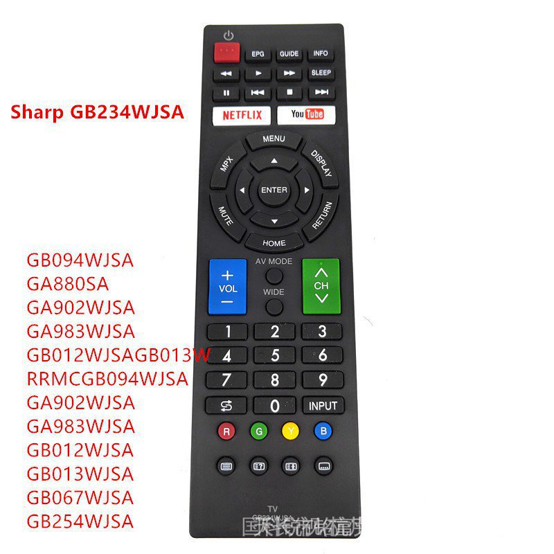 Điều khiển từ xa tv thông minh sharp gb234wjsa với ứng dụng netflix youtube lc-32m3h lc-40m3h lc-42d65h lc-42g77h lc-46g77h lc-5