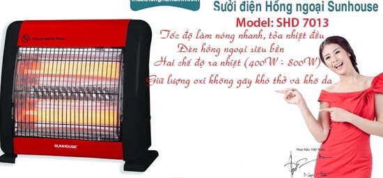 Sưởi Điện Hồng Ngoại Sunhouse SHD7013 ( Chính Hãng)