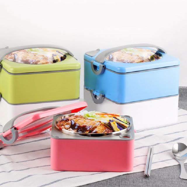 Hộp cháo, hộp cơm 1 tầng giữ nhiệt dáng vuông