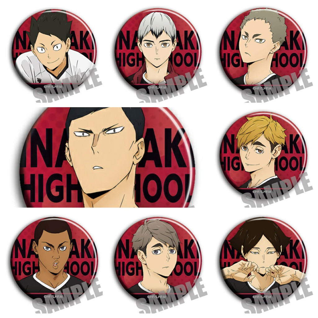 Huy hiệu cài áo IN HÌNH Haikyuu!! Vua bóng chuyền ver red anime chibi dễ thương