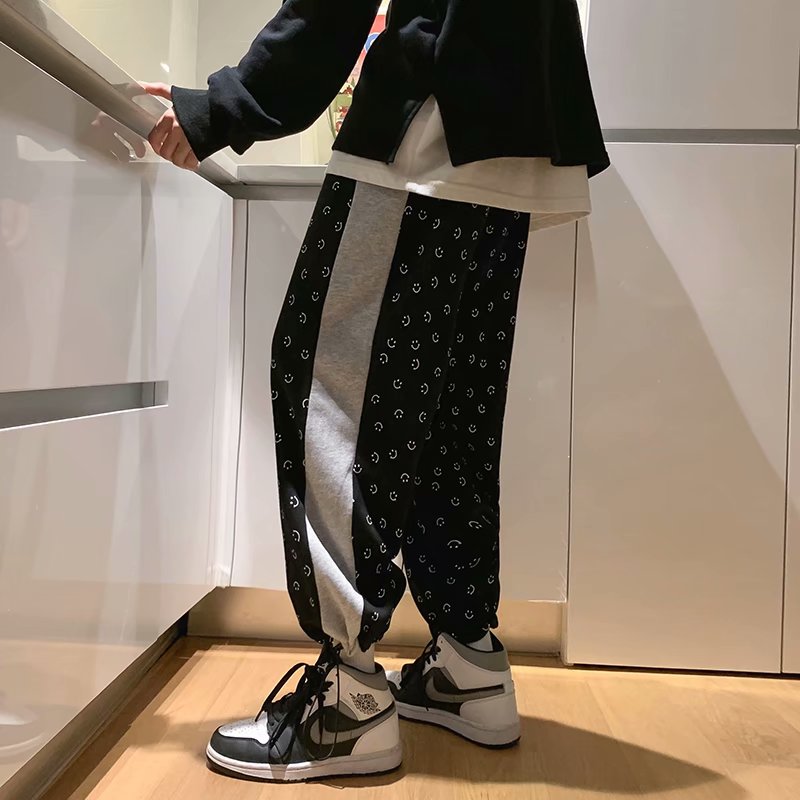 quần ống rộng Lưng Thun In Hình Mặt Cười Phong Cách Nhật Bản Dành Cho Cả Nam Và Nữ | BigBuy360 - bigbuy360.vn