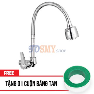 Vòi rửa chén lạnh âm tường ống bẻ mềm cl14b – tặng 01 cuộn băng tan