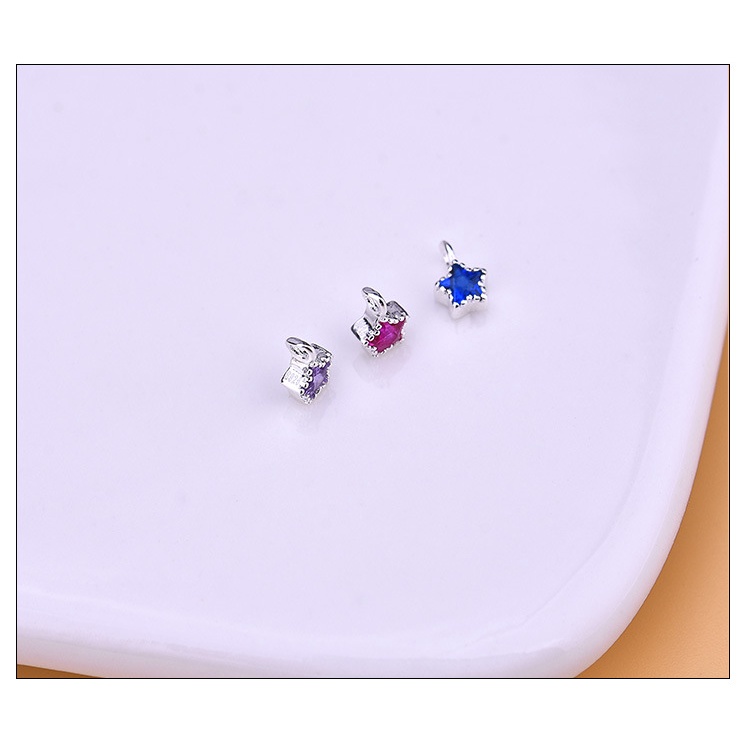 █diy゜ S925 Bạc●Bộ Phụ Kiện Làm Trang Sức Hình Ngôi Sao Mini Mạ Bạc 925 Đính Đá Zircon Màu Sắc Độc Đáo