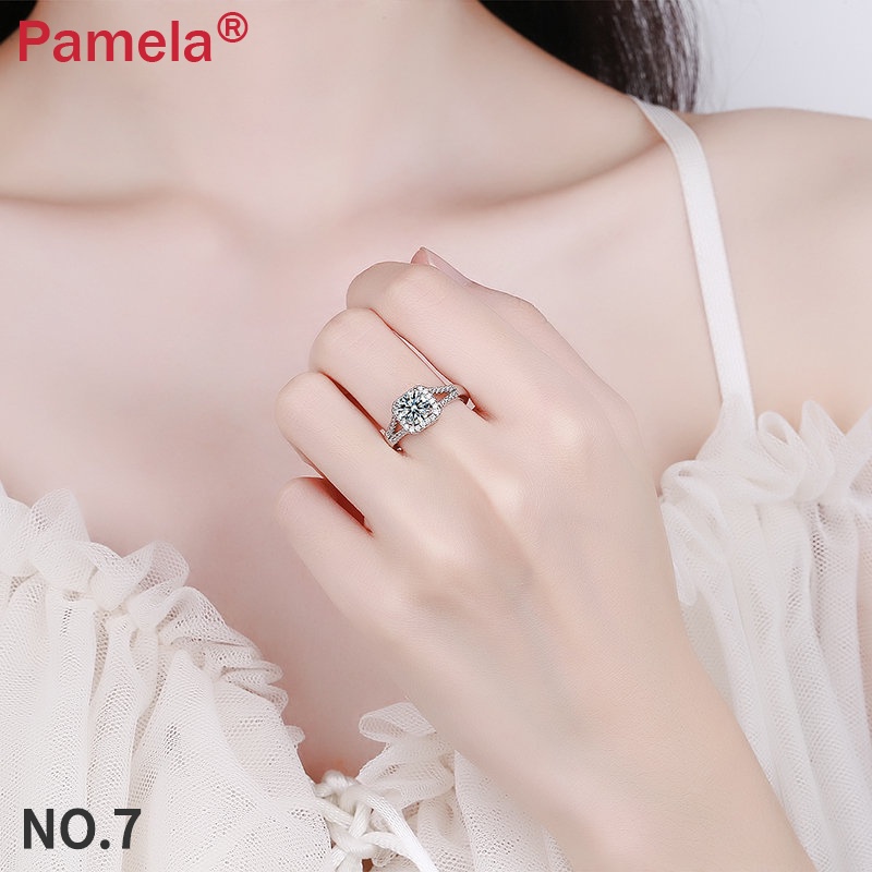 Nhẫn Hở Mạ Bạc 925 Đính Kim Cương Trắng Thanh Lịch Cho Nữ