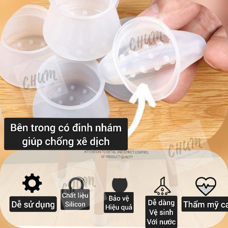 bịt chân bàn, ghế silicon giúp giảm ồn, bảo vệ bàn, ghế