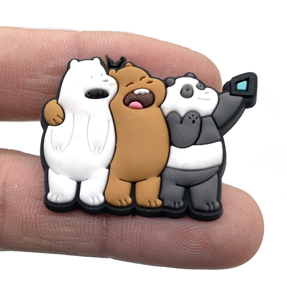Ghim Cài Trang Trí Giày Hình Gấu Trúc Jibitz Charm We Bare Bears Jibits Cho Nam