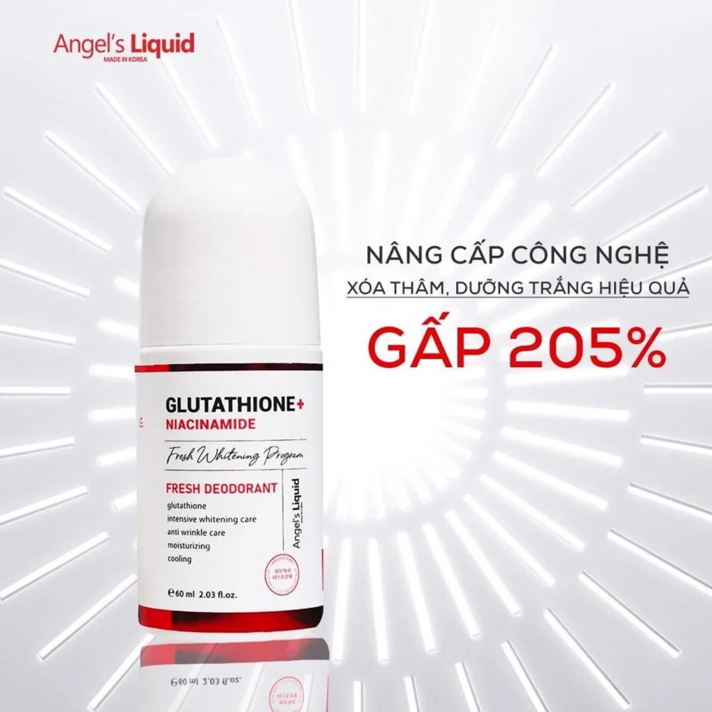 Lăn Nách Mờ Thâm Angel Liquid Glutathion Plus Niacinamide Fresh Deodorant Dưỡng Trắng Da 60ml