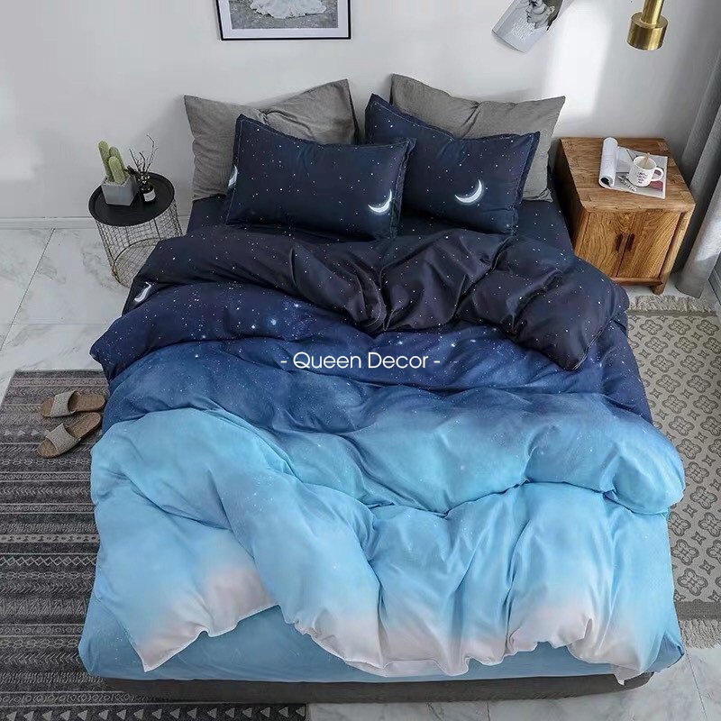 Bộ Chăn Ga Gối, Ga Giường Cotton Poly 5 Món M2, M6, M8, 2M2 Kẻ Hàn Quốc, bo chun drap giường miễn phí - Queen Décor | BigBuy360 - bigbuy360.vn