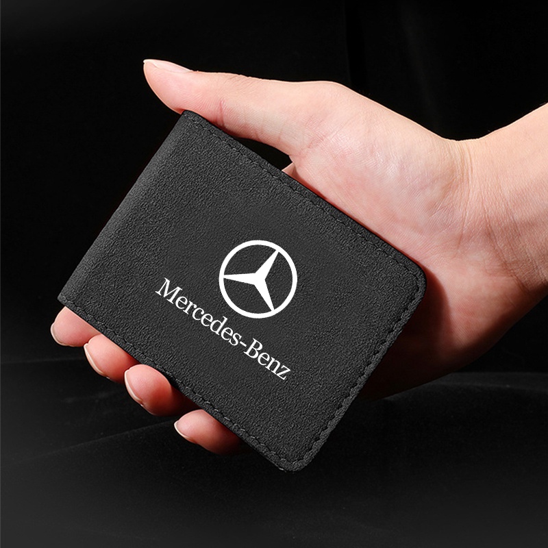 Ví Da Màu Đen Đựng Bằng Lái Xe Có Logo Xe Hơi Benz Class W212 W211 W210 W203 W204 W205 CLA GLK CLS A C E