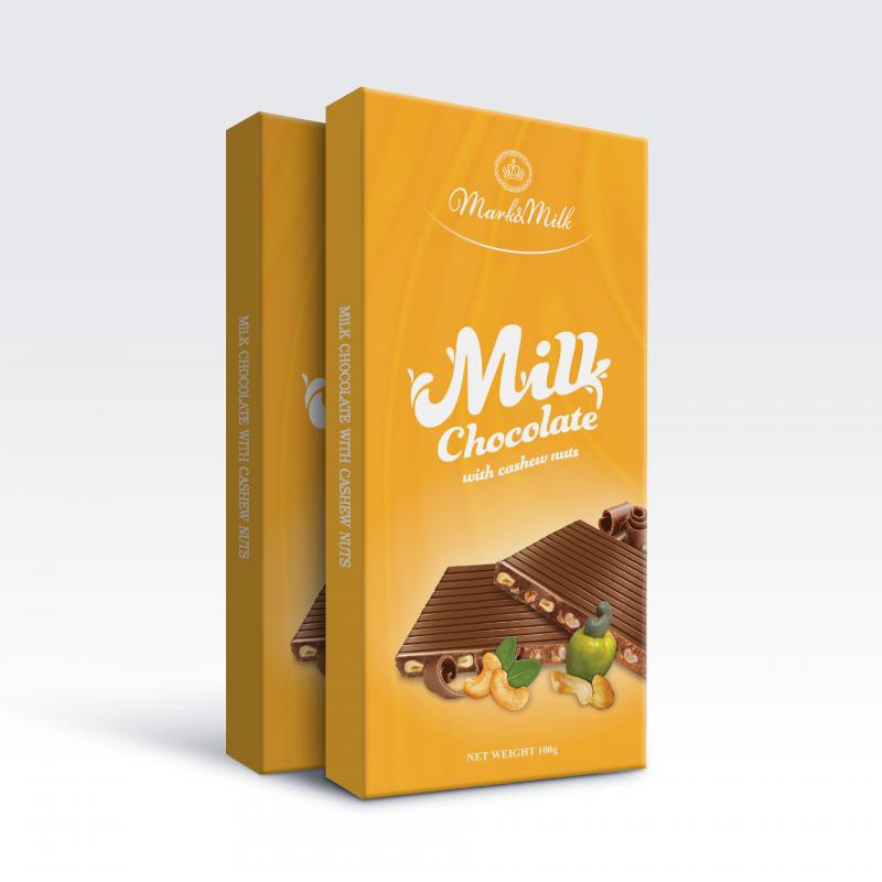 Socola sữa hạt điều thanh 100g vị ngọt thanh, hòa quyện cùng vị béo béo của hạt điều cho bạn hương vị tươi mới