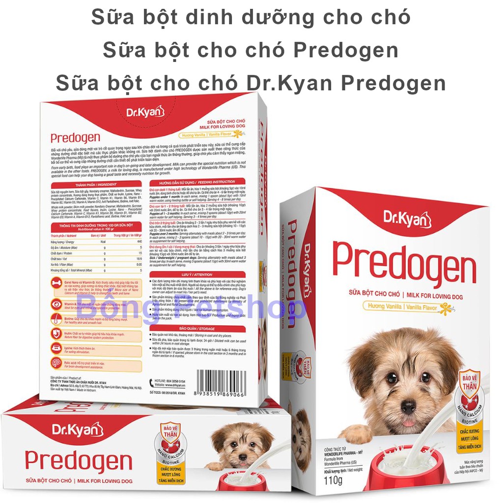 Sữa bột dinh dưỡng cho chó - Sữa bột cho chó Dr.Kyan Predogen hộp 110g