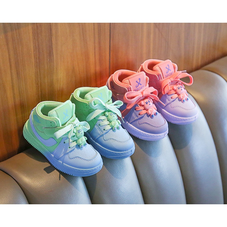 Children's sports shoes high top girls' casual shoes non-slip cartoon boys' board shoes soft bottom baby shoes single
