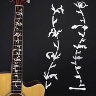 Miếng dán khảm cần đàn guitar  (họa tiết hình lá trắng)